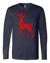 Christmas Long Sleeve Shirt, Red Reindeer Mandala, Reindeer Silhouette, 2x, 3x, Plus Size Available, Bella Canvas Long Sleeve Unisex