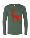 Christmas Long Sleeve Shirt, Red Reindeer Mandala, Reindeer Silhouette, 2x, 3x, Plus Size Available, Bella Canvas Long Sleeve Unisex