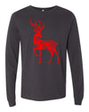 Christmas Long Sleeve Shirt, Red Reindeer Mandala, Reindeer Silhouette, 2x, 3x, Plus Size Available, Bella Canvas Long Sleeve Unisex