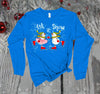 Christmas Long Sleeve, Let It Snow, Cute Snowman Couple Skating, Winter Snow, 2x, 3x, Plus Size Available, Bella Canvas Long Sleeve Unisex