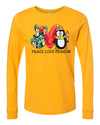 Winter Long Sleeve, Peace Love Penguin, Penguin Lover, Holiday Long Sleeve, 2x, 3x, Plus Size Available, Bella Canvas Long Sleeve Unisex