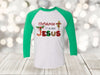 Christian Raglan, Christmas It's All About Jesus, Baby Jesus Manger, Christian Christmas, Unisex Next Level Raglan Three Quarter Sleeve