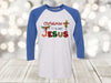 Christian Raglan, Christmas It's All About Jesus, Baby Jesus Manger, Christian Christmas, Unisex Next Level Raglan Three Quarter Sleeve