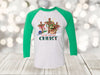 Christian Raglan, Christmas Begin With Christ, Christian Christmas, Three Crosses, Unisex Next Level Raglan Three Quarter Sleeve