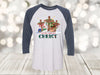 Christian Raglan, Christmas Begin With Christ, Christian Christmas, Three Crosses, Unisex Next Level Raglan Three Quarter Sleeve