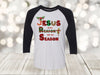 Christian Raglan, Jesus IS The Reason For The Season, Christian Christmas, Cross, Unisex Next Level Raglan Three Quarter Sleeve