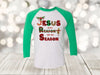 Christian Raglan, Jesus IS The Reason For The Season, Christian Christmas, Cross, Unisex Next Level Raglan Three Quarter Sleeve