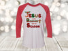 Christian Raglan, Jesus IS The Reason For The Season, Christian Christmas, Cross, Unisex Next Level Raglan Three Quarter Sleeve