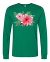 Christmas Shirt, Poinsettia Bouquet, Christmas Flowers, Holiday Flowers, 2x, 3x, Plus Size Available, Bella Canvas Long Sleeve Unisex