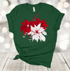 Christmas Shirt, Poinsettia Shirt, Red And White Poinsettia, Christmas Flower, Premium Soft Unisex, Plus Size 2x, 3x, 4x Available