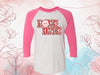 Valentine's Day Raglan, Love Bite, Pink Hearts, Valentines Hearts, Unisex Next Level Raglan Three Quarter Sleeve