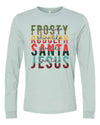 Christmas Shirt, Dance Like Frosty Shine Like Rudolph Give Like Santa Love Like Jesus, Bella Canvas Long Sleeve Unisex, Plus Size Available