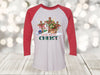 Christian Raglan, Christmas Begin With Christ, Christian Christmas, Three Crosses, Unisex Next Level Raglan Three Quarter Sleeve