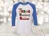 Christian Raglan, Jesus IS The Reason For The Season, Christian Christmas, Cross, Unisex Next Level Raglan Three Quarter Sleeve