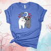 Valentine's Day Shirt, Couples Cat Shirt, White And Gray Cats, Cats And Hearts, Premium Soft Unisex Tee, Plus Sizes 3x, 4x Available