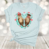 Valentine's Day Shirt, Two Otters Holding Hands, Love Otters, Heart Shaped Otters, Premium Soft Unisex Shirt, 2x, 3x, 4x