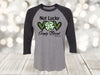 Saint Patrick's Day Raglan, Not Lucky Simply Blessed, Romans 4:7-8, Christian Raglan, Unisex Next Level Raglan Three Quarter Sleeve