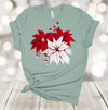 Christmas Shirt, Poinsettia Shirt, Red And White Poinsettia, Christmas Flower, Premium Soft Unisex, Plus Size 2x, 3x, 4x Available