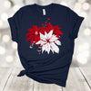 Christmas Shirt, Poinsettia Shirt, Red And White Poinsettia, Christmas Flower, Premium Soft Unisex, Plus Size 2x, 3x, 4x Available