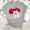 Christmas Shirt, Poinsettia Shirt, Red And White Poinsettia, Christmas Flower, Premium Soft Unisex, Plus Size 2x, 3x, 4x Available