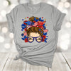 Independence Day Shirt, Messy Bun Mom, Stars and Stripes, Red White And Blue, Patriotic Mom, Premium Soft Unisex, Plus Size Available