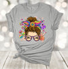 Tie Dye Shirt, Messy Bun Mom, Tie Dye Sunflower, Mushrooms, Peace Signs, Premium Soft Unisex, Plus Size Available