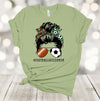 Sports Shirt, Messy Bun, #FOOTBALLSOCCERMOM, Soccer Mom, Football Mom, Premium Unisex Shirt, 2x, 3x, 4x, Plus Size Available