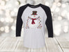 Christmas Raglan, Snowman With Christmas Lights, Snowman With Hat, Next Level Raglan Three Quarter Sleeve, Choice Of Colors