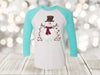 Christmas Raglan, Snowman With Christmas Lights, Snowman With Hat, Next Level Raglan Three Quarter Sleeve, Choice Of Colors