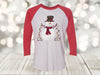 Christmas Raglan, Snowman With Christmas Lights, Snowman With Hat, Next Level Raglan Three Quarter Sleeve, Choice Of Colors