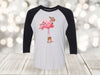 Flamingo Raglan, Fancy Flamingo With Cowboy Boots, Cowboy Hat, Flamingo Shirt, Next Level Raglan Three Quarter Sleeve, Choice Of Colors