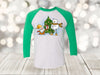 Christmas Raglan, Gnome With Gift, Snowman, Christmas Tree, Christmas Scene, Next Level Raglan Three Quarter Sleeve, Choice Of Colors