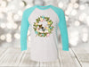 Easter Raglan, Easter Wreath With Birds, Chickadee Couple, Easter Bunny Bird, Next Level Raglan Three Quarter Sleeve, Choice Of Colors