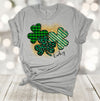 Saint Patrick's Day Shirt, Plaid Clover, Leopard Print Clover, Lucky Shirt, Premium Soft Unisex Tee, Plus Size Available