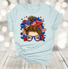 Independence Day Shirt, Messy Bun Mom, Stars and Stripes, Red White And Blue, Patriotic Mom, Premium Soft Unisex, Plus Size Available