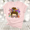 Tie Dye Shirt, Messy Bun Mom, Tie Dye Sunflower, Mushrooms, Peace Signs, Premium Soft Unisex, Plus Size Available