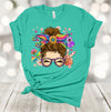 Tie Dye Shirt, Messy Bun Mom, Tie Dye Sunflower, Mushrooms, Peace Signs, Premium Soft Unisex, Plus Size Available