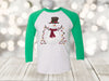 Christmas Raglan, Snowman With Christmas Lights, Snowman With Hat, Next Level Raglan Three Quarter Sleeve, Choice Of Colors