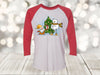 Christmas Raglan, Gnome With Gift, Snowman, Christmas Tree, Christmas Scene, Next Level Raglan Three Quarter Sleeve, Choice Of Colors