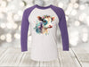 Cow Raglan, Water Color Calf With Flowers, Baby Cow Raglan, Colorful Cow, Unisex Next Level Raglan Three Quarter Sleeve