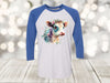 Cow Raglan, Water Color Calf With Flowers, Baby Cow Raglan, Colorful Cow, Unisex Next Level Raglan Three Quarter Sleeve