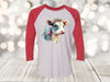 Cow Raglan, Water Color Calf With Flowers, Baby Cow Raglan, Colorful Cow, Unisex Next Level Raglan Three Quarter Sleeve