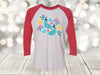 Peacock Raglan, Pretty Colorful Peacocks, Pastel Flowers, Unisex Next Level Raglan Three Quarter Sleeve