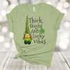 Saint Patrick's Day, Thick Thighs And Lucky Vibes, Green Gnome With Shamrocks, Premium Unisex Tee,  2x, 3x, 4x Plus Sizes Available