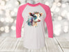 Cow Raglan, Water Color Calf With Flowers, Baby Cow Raglan, Colorful Cow, Unisex Next Level Raglan Three Quarter Sleeve