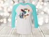 Cow Raglan, Water Color Calf With Flowers, Baby Cow Raglan, Colorful Cow, Unisex Next Level Raglan Three Quarter Sleeve