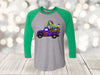 Mardi Gras Raglan, Mardi Gras Truck, Louisiana, Masks, King Cake, Fleur De Lis, Unisex Next Level Raglan Three Quarter Sleeve