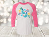 Peacock Raglan, Pretty Colorful Peacocks, Pastel Flowers, Unisex Next Level Raglan Three Quarter Sleeve