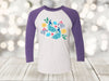 Peacock Raglan, Pretty Colorful Peacocks, Pastel Flowers, Unisex Next Level Raglan Three Quarter Sleeve