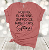 Spring Shirt, Robins, Sunshine, Daffodils, Raindrops, Spring!, Premium Soft Unisex Tee, Plus Size 2x, 3x, 4x Available